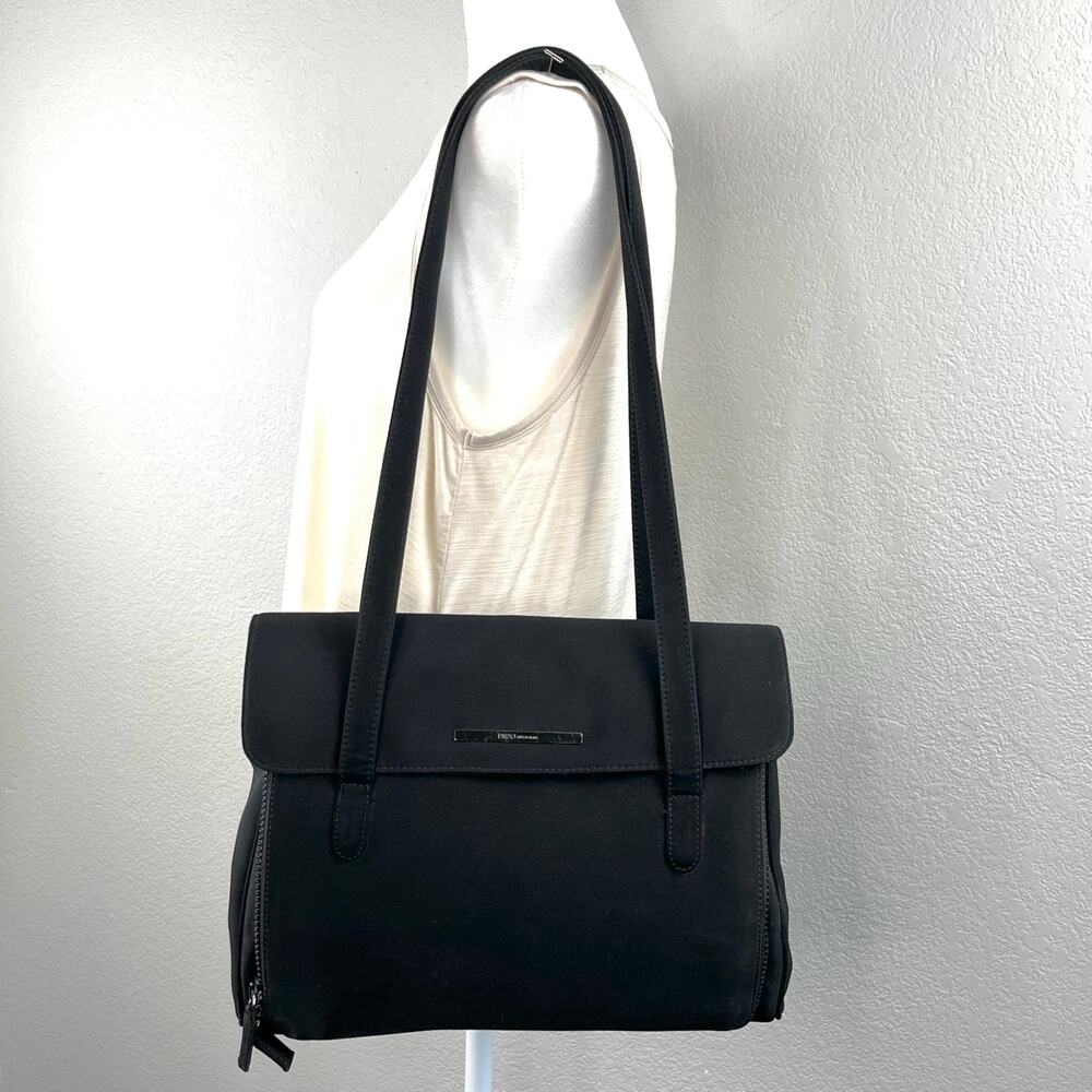 Vintage 90s Enzo Angiolini Black Large Flapover Shoulder Bag Credit Card Storage - Picture 4 of 15